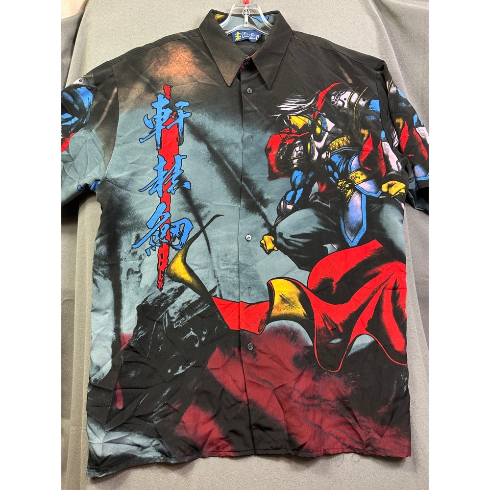 Billion Bay Men's Anime Warrior Graphic Button Down Shirt Black Red Large L - Picture 8 of 10